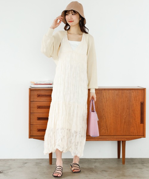 GeeRA（ジーラ）の「畦編ショートボレロカーディガン（カーディガン/ボレロ・レディース・ブルー/アイボリー・MEDIUM/LARGE）」の6枚目の写真