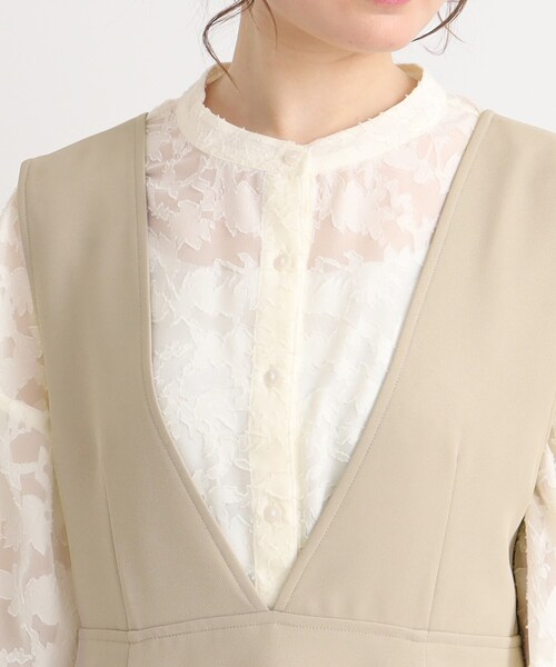 Cutie Blonde（キューティーブロンド）の「◆一枚で主役級！深Vネックジャンスカ（スカート・レディース・ブラック/ベージュ・00）」の16枚目の写真