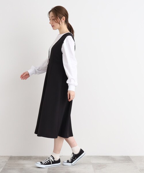 Cutie Blonde（キューティーブロンド）の「◆一枚で主役級！深Vネックジャンスカ（スカート・レディース・ブラック/ベージュ・00）」の11枚目の写真