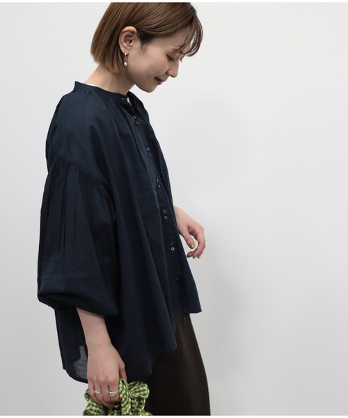 AMERICAN HOLIC（アメリカンホリック）の「ギャザーボイルブラウス（シャツ/ブラウス・レディース・ネイビー/オフホワイト/サックスブルー/ストライプ・M/L）」の11枚目の写真