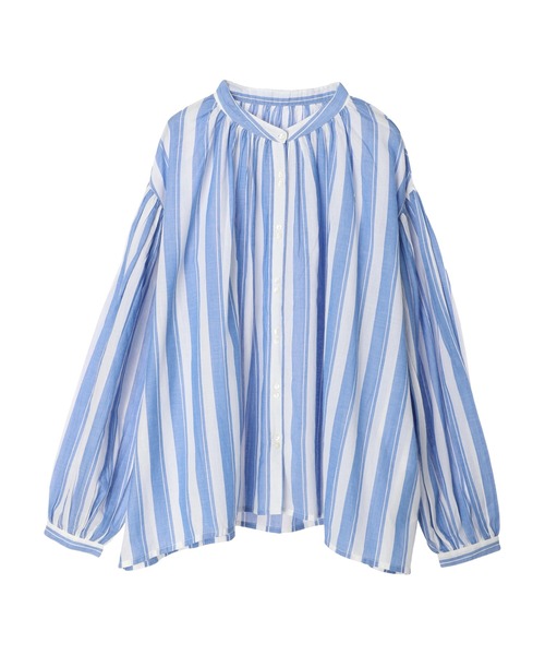 AMERICAN HOLIC（アメリカンホリック）の「ギャザーボイルブラウス（シャツ/ブラウス・レディース・ネイビー/オフホワイト/サックスブルー/ストライプ・M/L）」の8枚目の写真