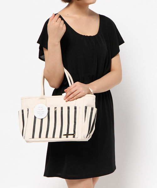 LBC(エルビーシー)の「COLDE ハンプポケットトート(トートバッグ・レディース・オフホワイト/ブラック/グリーン・ONE SIZE)」の12枚目の写真