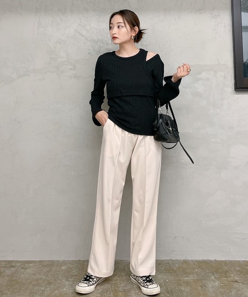 Vicente（ヴィセンテ）の「Pintuck pants（スラックス・レディース・ブラック/ベージュ・FREE）」の7枚目の写真