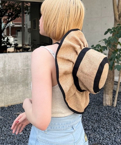 CIAOPANIC（チャオパニック）の「フリフリサマーハット（ハット・レディース・ブラック/グリーン/イエロー/ブラウン/ブラック系その他2/オフホワイト・FREE）」の7枚目の写真