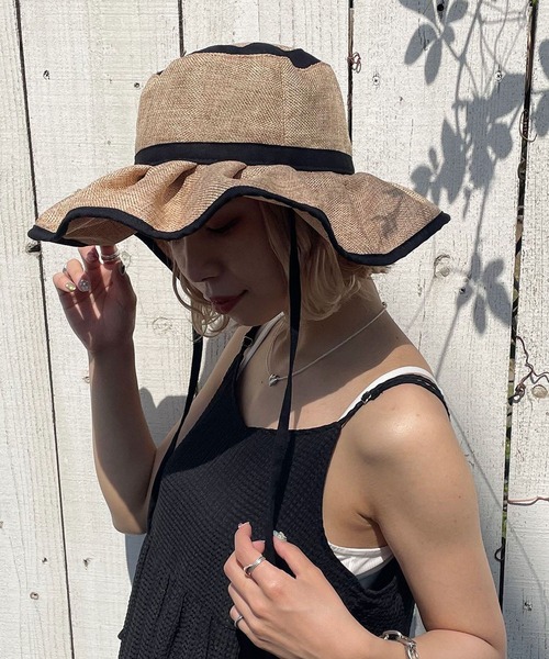 CIAOPANIC（チャオパニック）の「フリフリサマーハット（ハット・レディース・ブラック/グリーン/イエロー/ブラウン/ブラック系その他2/オフホワイト・FREE）」の22枚目の写真