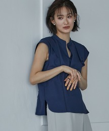 UNITED TOKYO | スキッパーリネンライクブラウス-セットアップ可/ウォッシャブル/UVカット/接触冷感/速乾性-(シャツ/ブラウス)
