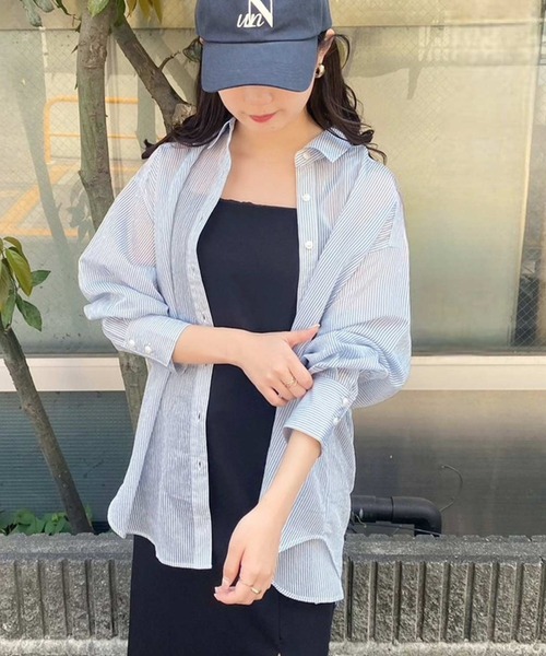 one after another NICE CLAUP(ワンアフターアナザーナイスクラップ)の「バックドロストシアーシャツ(シャツ/ブラウス・レディース・アイボリー/モカ/サックスブルー/ラベンダー・FREE)」の3枚目の写真