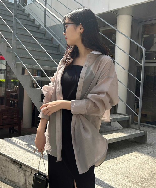 one after another NICE CLAUP(ワンアフターアナザーナイスクラップ)の「バックドロストシアーシャツ(シャツ/ブラウス・レディース・アイボリー/モカ/サックスブルー/ラベンダー・FREE)」の20枚目の写真