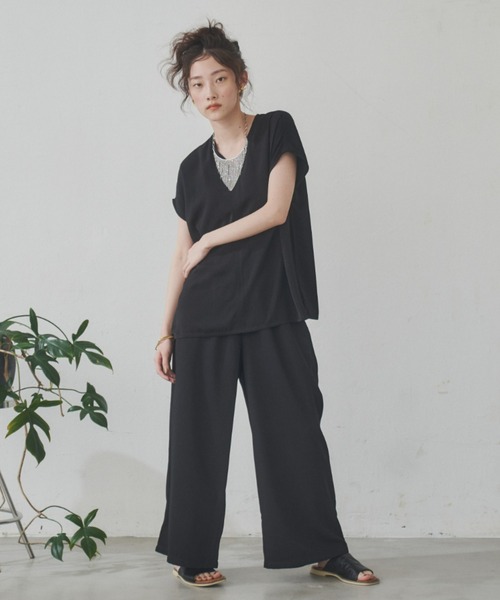 manana suerte(マニャーナスエルテ)の「サイズ展開あり カラーワイドパンツ(スラックス・レディース・パープル/ブラック/ミント・FREE/2)」の9枚目の写真
