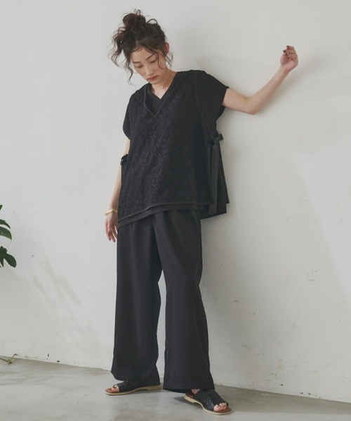 manana suerte(マニャーナスエルテ)の「サイズ展開あり カラーワイドパンツ(スラックス・レディース・パープル/ブラック/ミント・FREE/2)」の11枚目の写真
