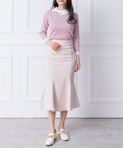 clear（クリア）の「ミドル丈ストレッチマーメイドスカート[オフィスカジュアル 着回し抜群 大人 カジュアル]≪2024SS≫（スカート・レディース・アイボリー/ブラック/テラコッタ/ブラウン/ブルーグレー・M/S）」の14枚目の写真