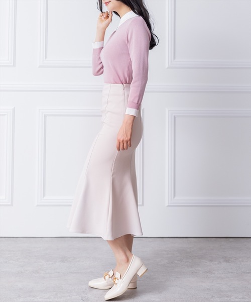 clear（クリア）の「ミドル丈ストレッチマーメイドスカート[オフィスカジュアル 着回し抜群 大人 カジュアル]≪2024SS≫（スカート・レディース・アイボリー/ブラック/テラコッタ/ブラウン/ブルーグレー・M/S）」の16枚目の写真