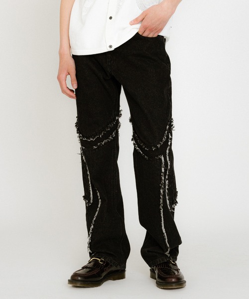 FTW(エフティダブリュー)の「PATTERN DENIM PANTS(その他パンツ・メンズ・ブラック/インディゴブルー・MEDIUM/LARGE)」の1枚目の写真