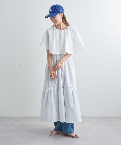 COLONY 2139（コロニートゥーワンスリーナイン）の「T/Cブロードケープ付ティアードワンピース（ワンピース・レディース・ブラック/ホワイト・FREE）」の13枚目の写真