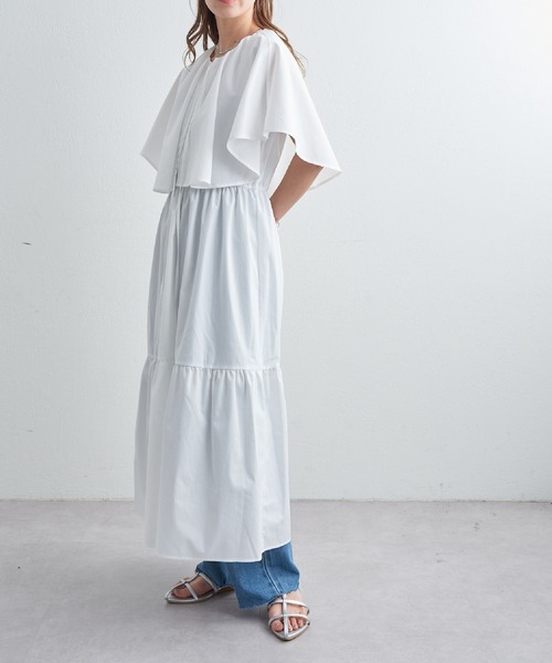 COLONY 2139（コロニートゥーワンスリーナイン）の「T/Cブロードケープ付ティアードワンピース（ワンピース・レディース・ブラック/ホワイト・FREE）」の10枚目の写真