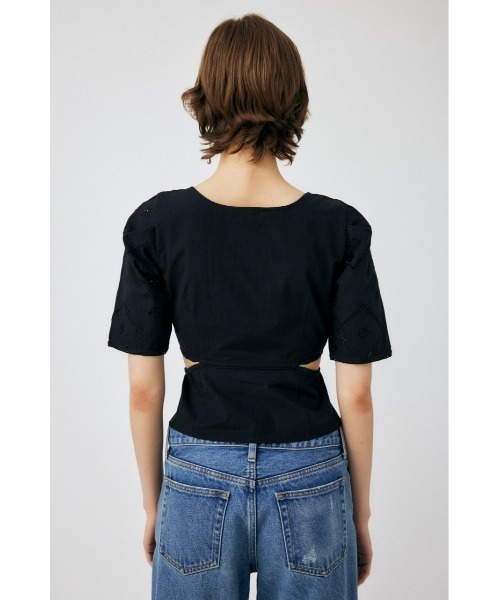 MOUSSY（マウジー）の「SIDE SLIT EYELET ブラウス（シャツ/ブラウス・レディース・オフホワイト/ブラック/オレンジ・1/2）」の4枚目の写真