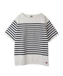 Le Pigeon Voyageur（ル ピジョン ヴォワイヤジュール）の「<Le Pigeon Voyageur>ボートネックショートスリーブ コットン編みTシャツ（ユニセックス）（Tシャツ/カットソー）」