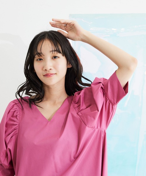 Jayro（ジャイロ）の「T/ Cブロード　Vネックワンピース（ワンピース・レディース・ネイビー/ピンク/ブルー・M）」の6枚目の写真