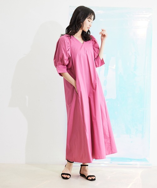 Jayro（ジャイロ）の「T/ Cブロード　Vネックワンピース（ワンピース・レディース・ネイビー/ピンク/ブルー・M）」の10枚目の写真