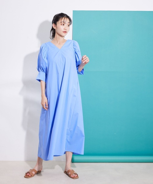 Jayro（ジャイロ）の「T/ Cブロード　Vネックワンピース（ワンピース・レディース・ネイビー/ピンク/ブルー・M）」の14枚目の写真