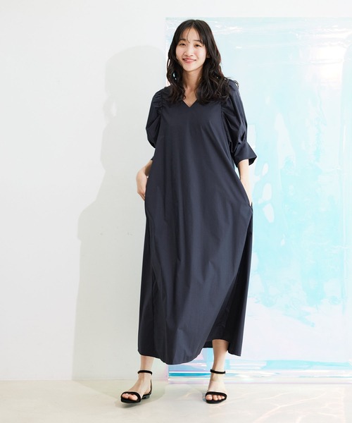 Jayro（ジャイロ）の「T/ Cブロード　Vネックワンピース（ワンピース・レディース・ネイビー/ピンク/ブルー・M）」の12枚目の写真