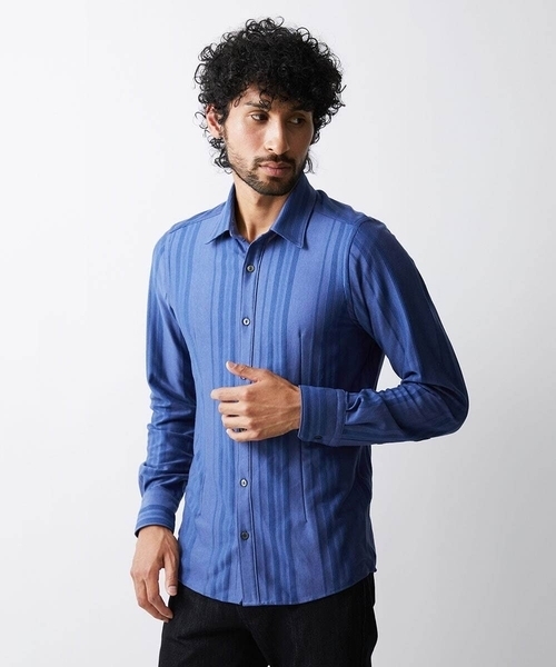 MICHEL KLEIN HOMME (ミッシェルクランオム)の「《日本製》シャドーストライプシャツ(シャツ/ブラウス・メンズ・ホワイト/ブラック/パープル・LARGE/MEDIUM/X-LARGE)」の3枚目の写真