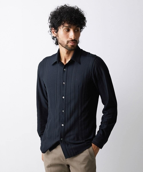MICHEL KLEIN HOMME (ミッシェルクランオム)の「《日本製》シャドーストライプシャツ(シャツ/ブラウス・メンズ・ホワイト/ブラック/パープル・LARGE/MEDIUM/X-LARGE)」の2枚目の写真