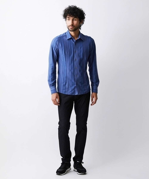 MICHEL KLEIN HOMME (ミッシェルクランオム)の「《日本製》シャドーストライプシャツ(シャツ/ブラウス・メンズ・ホワイト/ブラック/パープル・LARGE/MEDIUM/X-LARGE)」の4枚目の写真