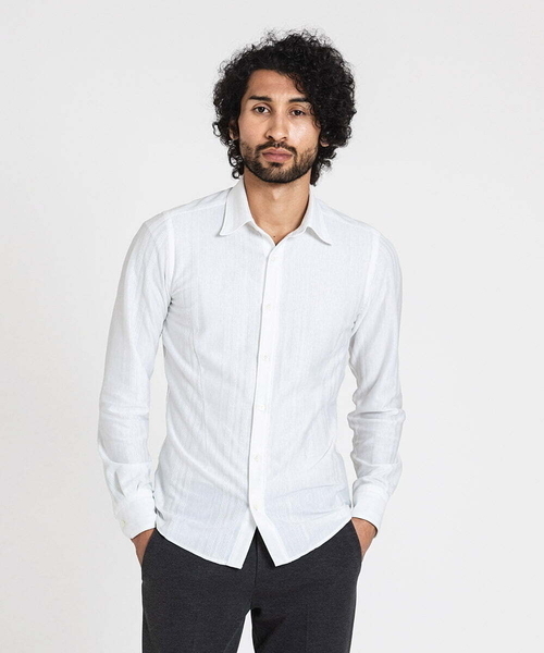 MICHEL KLEIN HOMME (ミッシェルクランオム)の「《日本製》シャドーストライプシャツ(シャツ/ブラウス・メンズ・ホワイト/ブラック/パープル・LARGE/MEDIUM/X-LARGE)」の6枚目の写真