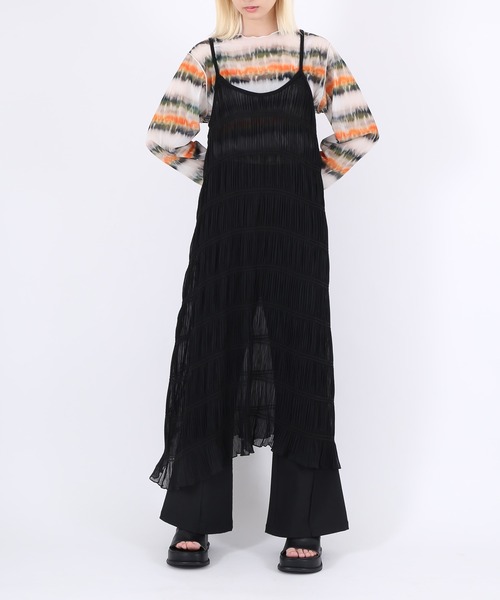 PUNYUS（プニュズ）の「シアーティアードキャミワンピース（ワンピース・レディース・ブラック/ホワイト・3/4/2/1）」の15枚目の写真