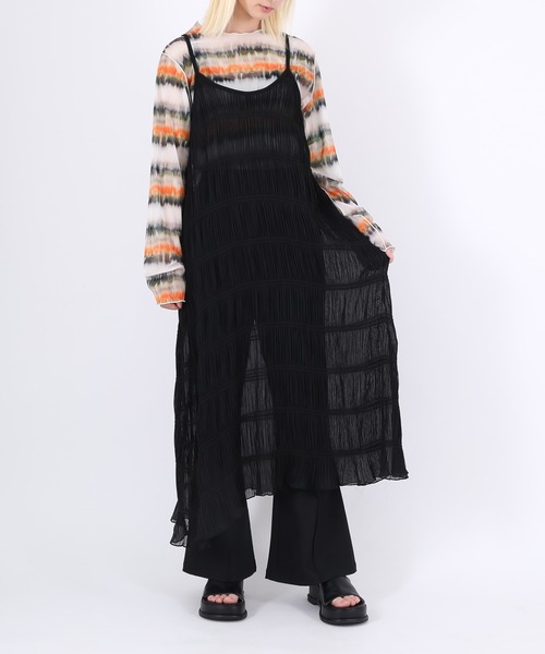 PUNYUS（プニュズ）の「シアーティアードキャミワンピース（ワンピース・レディース・ブラック/ホワイト・3/4/2/1）」の16枚目の写真