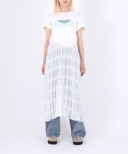 PUNYUS（プニュズ）の「シアーティアードキャミワンピース（ワンピース・レディース・ブラック/ホワイト・3/4/2/1）」の19枚目の写真