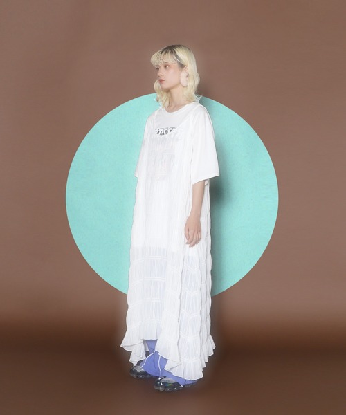 PUNYUS（プニュズ）の「シアーティアードキャミワンピース（ワンピース・レディース・ブラック/ホワイト・3/4/2/1）」の21枚目の写真