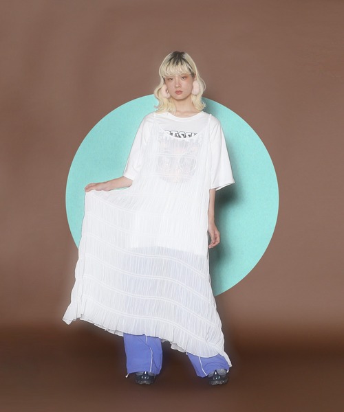 PUNYUS（プニュズ）の「シアーティアードキャミワンピース（ワンピース・レディース・ブラック/ホワイト・3/4/2/1）」の22枚目の写真