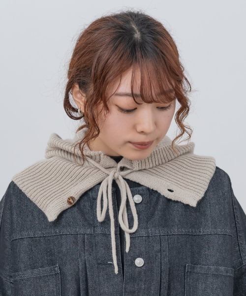 milsa（ミルサ）の「milsa  ニット バラクラバ（ニットキャップ/ビーニー・レディース・ホワイト/ブラック/グレー・FREE）」の4枚目の写真