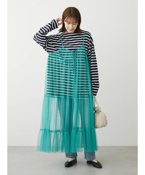 ELENCARE DUE(エレンカーレデュエ)の「・ELENCARE DUE 2wayチュールキャミワンピ(ワンピース・レディース・モカ/パープル/ブラック/アイボリー/チャコールグレー/ターコイズブルー・FREE)」の8枚目の写真