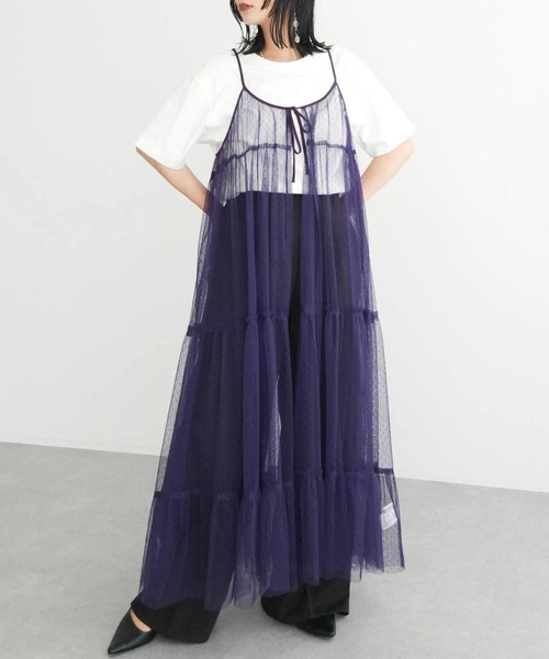 ELENCARE DUE(エレンカーレデュエ)の「・ELENCARE DUE 2wayチュールキャミワンピ(ワンピース・レディース・モカ/パープル/ブラック/アイボリー/チャコールグレー/ターコイズブルー・FREE)」の6枚目の写真