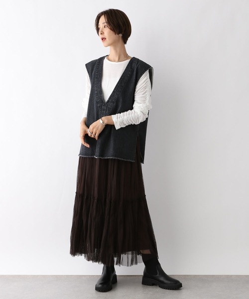 LEPSIM(レプシィム)の「袖シャーリングプルオーバー 908519(Tシャツ/カットソー・レディース・オフホワイト/ブラック・FREE)」の3枚目の写真
