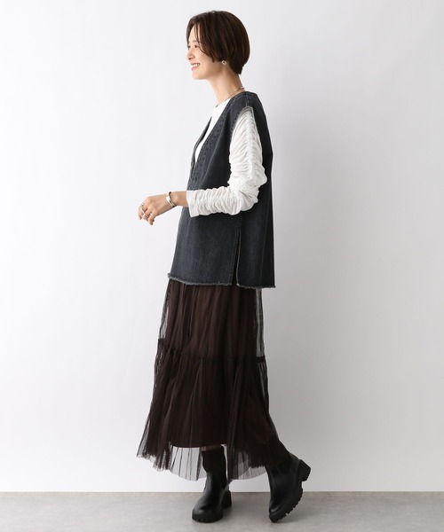 LEPSIM(レプシィム)の「袖シャーリングプルオーバー 908519(Tシャツ/カットソー・レディース・オフホワイト/ブラック・FREE)」の4枚目の写真