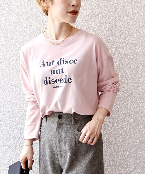 monmimi（モンミミ）の「【SHIPS any別注】monmimi〈洗濯機可能〉ロゴ プリント ロンTEE 23AW（Tシャツ/カットソー・レディース・ピンク/ホワイト/チャコールグレー・ONE SIZE）」の7枚目の写真