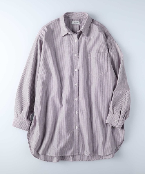 BACK NUMBER(バックナンバー)の「【BACK NUMBER】(Cafe Shirt)カラーストライプビッグ長袖シャツ(シャツ/ブラウス・レディース・イエロー/グリーン/パープル/ブラウン/ピンク・M-L)」の7枚目の写真