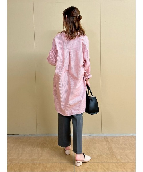 BACK NUMBER(バックナンバー)の「【BACK NUMBER】(Cafe Shirt)カラーストライプビッグ長袖シャツ(シャツ/ブラウス・レディース・イエロー/グリーン/パープル/ブラウン/ピンク・M-L)」の11枚目の写真