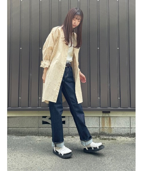 BACK NUMBER(バックナンバー)の「【BACK NUMBER】(Cafe Shirt)カラーストライプビッグ長袖シャツ(シャツ/ブラウス・レディース・イエロー/グリーン/パープル/ブラウン/ピンク・M-L)」の15枚目の写真