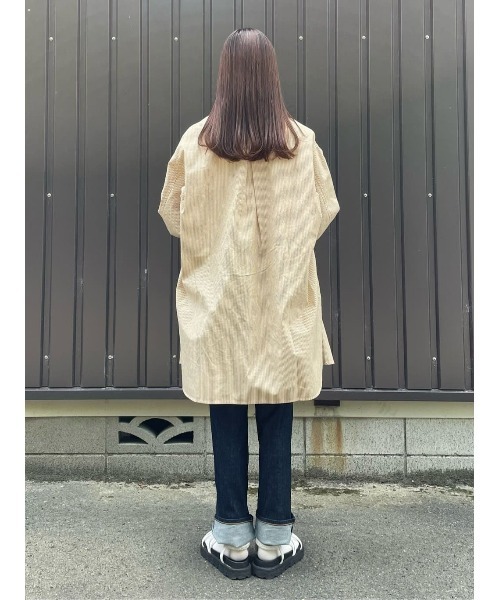 BACK NUMBER(バックナンバー)の「【BACK NUMBER】(Cafe Shirt)カラーストライプビッグ長袖シャツ(シャツ/ブラウス・レディース・イエロー/グリーン/パープル/ブラウン/ピンク・M-L)」の14枚目の写真