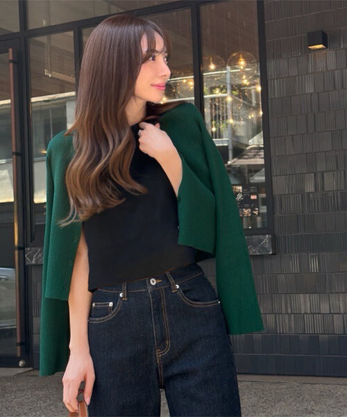 KOBE LETTUCE（コウベレタス）の「[ 岡部あゆみさんコラボ ] 選べる2タイプ フレアスリーブリブニットカーディガン（カーディガン/ボレロ・レディース・ブラック/モカ/ピンク/ホワイト系/グリーン系/ネイビー/イエロー系/オフホワイト/グレー系/アイボリー系/ライトピンク/ブラック×ホワイト/ブルーグレー/ダークグリーン/ライトベージュ/ライトブルー/ホワイト系1/ブラック系/ブルー系/アイボリー系1/ベージュ系/ピンク系/ホワイト系2/ピンクベージュ/ブラック系その他/ブルー系2/ブルー系1/グレー系1/レッド/ブルー系3/レッド系1/ブルー系4/チャコールグレー・M）」の19枚目の写真