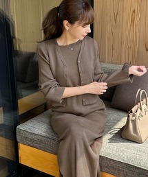 [ 岡部あゆみさんコラボ ] 選べる2タイプ フレアスリーブリブニットカーディガン