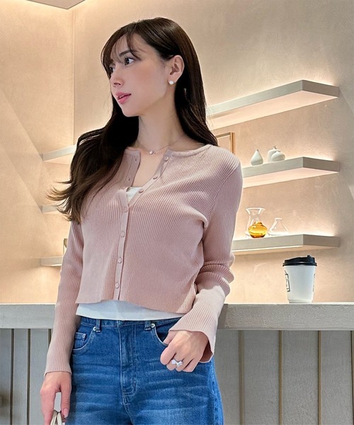 岡部あゆみさんコラボ ] 選べる2タイプ フレアスリーブリブニット