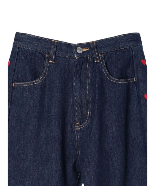 Green　Parks（グリーンパークス）の「・Double　Flags　ハート刺繍フレアデニム（デニムパンツ・レディース・インディゴブルー・M/L/S）」の9枚目の写真