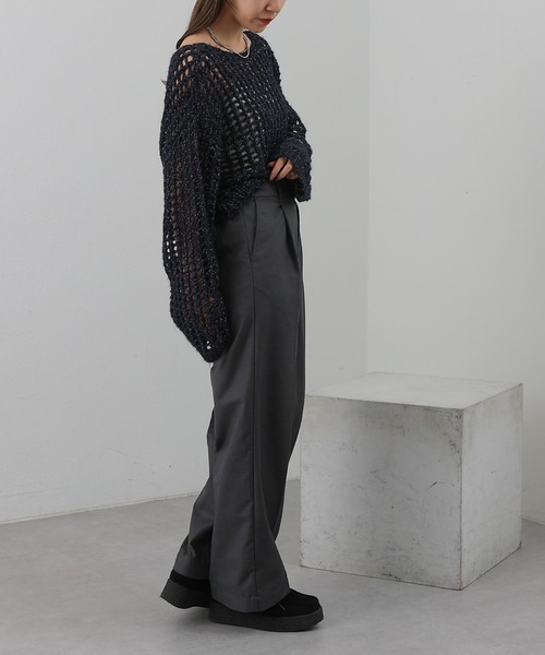 COLONY 2139（コロニートゥーワンスリーナイン）の「ラメメッシュショート丈ニットプルオーバー（ニット/セーター・レディース・グレー/ネイビー/ベージュ・FREE）」の14枚目の写真