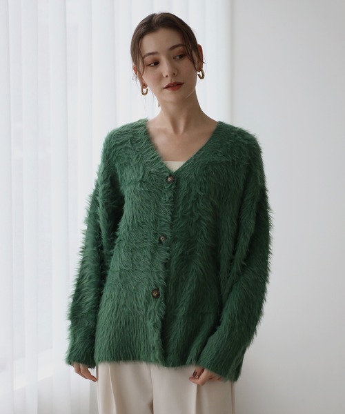 セール】shaggy knit cardigan / シャギーニットカーディガン